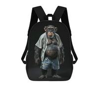 sinyumoney 3D Printed Kids School Backpack Chimpanzee Fat Backpacks Fashion Casual Children Backpacks Outdoor Casual Daypack Cute Travel Bags 17inch