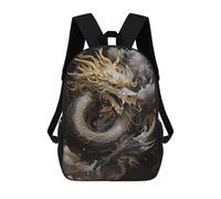 sinyumoney 3D Printed Kids School Backpack Chinese Dragon Gold Ink Children School Bag Travel Rucksacks Fashion Book Bags Large Capacity Backpack 17inch