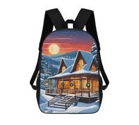 sinyumoney 3D Printed Kids School Backpack Christmas Chalet Children School Bag Travel Rucksacks Fashion Book Bags Large Capacity Backpack 17inch