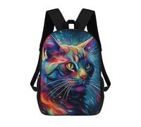 sinyumoney 3D Printed Kids School Backpack Colorful Abstract Cat Art Children School Bag Travel Rucksacks Fashion Book Bags Large Capacity Backpack 17inch