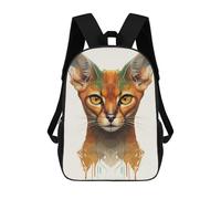 sinyumoney 3D Printed Kids School Backpack Colorful Abyssinian Cat Portrait Backpacks Fashion Casual Children Backpacks Outdoor Casual Daypack Cute Travel Bags 17inch