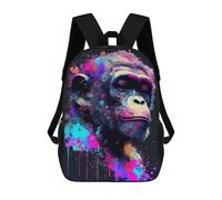 sinyumoney 3D Printed Kids School Backpack Colorful Chimpanzee Children School Bag Travel Rucksacks Fashion Book Bags Large Capacity Backpack 17inch