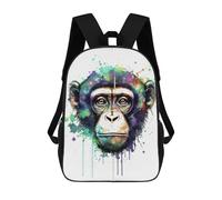 sinyumoney 3D Printed Kids School Backpack Colorful Chimpanzee Portrait Art Print Children School Bag Travel Rucksacks Fashion Book Bags Large Capacity Backpack 17inch