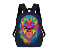 sinyumoney 3D Printed Kids School Backpack Colorful Gorilla Illustration Backpacks Fashion Casual Children Backpacks Outdoor Casual Daypack Cute Travel Bags 17inch