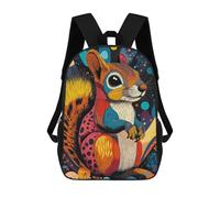 sinyumoney 3D Printed Kids School Backpack Colorful Squirrel Portrait Squirrel Home Decor Backpacks Fashion Casual Children Backpacks Outdoor Casual Daypack Cute Travel Bags 17inch