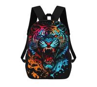 sinyumoney 3D Printed Kids School Backpack Colorful Tiger Roar Artwork -1 Children School Bag Travel Rucksacks Fashion Book Bags Large Capacity Backpack 17inch