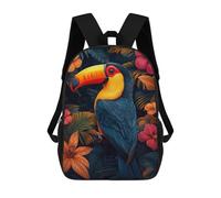 sinyumoney 3D Printed Kids School Backpack Colorful Toucan in Tropical Foliage Backpacks Fashion Casual Children Backpacks Outdoor Casual Daypack Cute Travel Bags 17inch