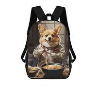 sinyumoney 3D Printed Kids School Backpack Corgi Eating Ramen Backpacks Fashion Casual Children Backpacks Outdoor Casual Daypack Cute Travel Bags 17inch