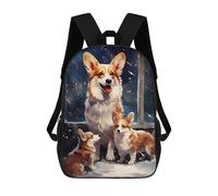 sinyumoney 3D Printed Kids School Backpack Corgi Xmas Family Children School Bag Travel Rucksacks Fashion Book Bags Large Capacity Backpack 17inch