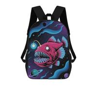 sinyumoney 3D Printed Kids School Backpack Cosmic Anglerfish Illustration Backpacks Fashion Casual Children Backpacks Outdoor Casual Daypack Cute Travel Bags 17inch