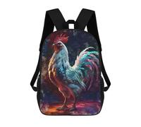 sinyumoney 3D Printed Kids School Backpack Cosmic Rooster Backpacks Fashion Casual Children Backpacks Outdoor Casual Daypack Cute Travel Bags 17inch