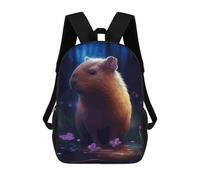 sinyumoney 3D Printed Kids School Backpack Cute Capybara in Moonlight Backpacks Fashion Casual Children Backpacks Outdoor Casual Daypack Cute Travel Bags 17inch