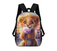 sinyumoney 3D Printed Kids School Backpack Cute Lion Cub with Cotton Candy Backpacks Fashion Casual Children Backpacks Outdoor Casual Daypack Cute Travel Bags 17inch
