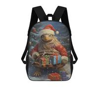 sinyumoney 3D Printed Kids School Backpack Cute Turtle Xmas Children School Bag Travel Rucksacks Fashion Book Bags Large Capacity Backpack 17inch