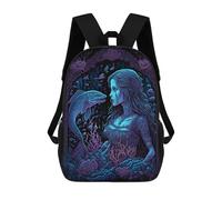 sinyumoney 3D Printed Kids School Backpack Dark Water Mermaid Children School Bag Travel Rucksacks Fashion Book Bags Large Capacity Backpack 17inch