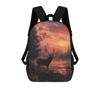 sinyumoney 3D Printed Kids School Backpack Deer in Forest at Sunset Backpacks Fashion Casual Children Backpacks Outdoor Casual Daypack Cute Travel Bags 17inch