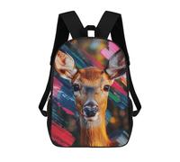 sinyumoney 3D Printed Kids School Backpack Deer Portrait with Abstract Background Backpacks Fashion Casual Children Backpacks Outdoor Casual Daypack Cute Travel Bags 17inch