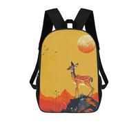 sinyumoney 3D Printed Kids School Backpack Deer Under A Large Moon Backpacks Fashion Casual Children Backpacks Outdoor Casual Daypack Cute Travel Bags 17inch