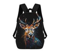 sinyumoney 3D Printed Kids School Backpack Deer Watercolor Children School Bag Travel Rucksacks Fashion Book Bags Large Capacity Backpack 17inch