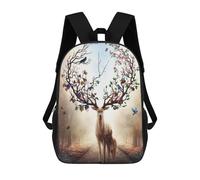 sinyumoney 3D Printed Kids School Backpack Deer with Tree Antlers in Forest Backpacks Fashion Casual Children Backpacks Outdoor Casual Daypack Cute Travel Bags 17inch