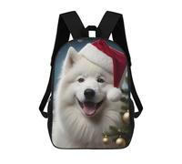 sinyumoney 3D Printed Kids School Backpack Dog Samoyed Santa Hat Backpacks Fashion Casual Children Backpacks Outdoor Casual Daypack Cute Travel Bags 17inch