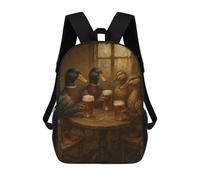sinyumoney 3D Printed Kids School Backpack Ducks Drinking Beer at A Table Children School Bag Travel Rucksacks Fashion Book Bags Large Capacity Backpack 17inch