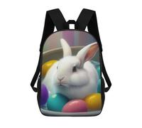 sinyumoney 3D Printed Kids School Backpack Easter Bunny Bowl Children School Bag Travel Rucksacks Fashion Book Bags Large Capacity Backpack 17inch
