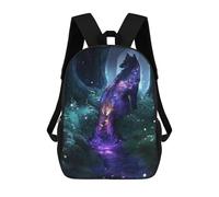 sinyumoney 3D Printed Kids School Backpack Enchanted Forest Wolf Spirit Backpacks Fashion Casual Children Backpacks Outdoor Casual Daypack Cute Travel Bags 17inch