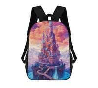 sinyumoney 3D Printed Kids School Backpack Fantasy Castle in The Sky -4 Children School Bag Travel Rucksacks Fashion Book Bags Large Capacity Backpack 17inch