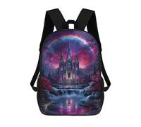 sinyumoney 3D Printed Kids School Backpack Fantasy Castle with Waterfall And Rainbow Children School Bag Travel Rucksacks Fashion Book Bags Large Capacity Backpack 17inch