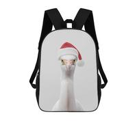 sinyumoney 3D Printed Kids School Backpack Festive Egret Bird with Santa Hat Backpacks Fashion Casual Children Backpacks Outdoor Casual Daypack Cute Travel Bags 17inch