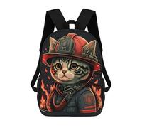 sinyumoney 3D Printed Kids School Backpack Firefighter Cat Gear Children School Bag Travel Rucksacks Fashion Book Bags Large Capacity Backpack 17inch