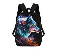 sinyumoney 3D Printed Kids School Backpack Flame Wolf Artwork -1 Backpacks Fashion Casual Children Backpacks Outdoor Casual Daypack Cute Travel Bags 17inch