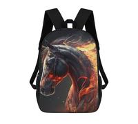 sinyumoney 3D Printed Kids School Backpack Flaming Horse Artwork -1 Children School Bag Travel Rucksacks Fashion Book Bags Large Capacity Backpack 17inch