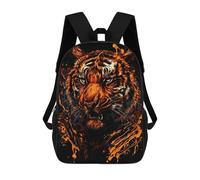 sinyumoney 3D Printed Kids School Backpack Flaming Tiger Portrait -3 Children School Bag Travel Rucksacks Fashion Book Bags Large Capacity Backpack 17inch