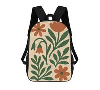 sinyumoney 3D Printed Kids School Backpack Floral Illustration with Earthy Tones Backpacks Fashion Casual Children Backpacks Outdoor Casual Daypack Cute Travel Bags 17inch