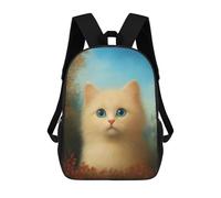 sinyumoney 3D Printed Kids School Backpack Fluffy Kitten Children School Bag Travel Rucksacks Fashion Book Bags Large Capacity Backpack 17inch