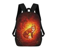 sinyumoney 3D Printed Kids School Backpack Fox in Fiery Vortex Digital Art Backpacks Fashion Casual Children Backpacks Outdoor Casual Daypack Cute Travel Bags 17inch