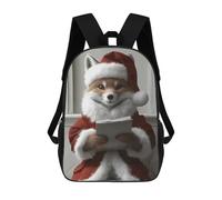sinyumoney 3D Printed Kids School Backpack Fox Santa Reading Backpacks Fashion Casual Children Backpacks Outdoor Casual Daypack Cute Travel Bags 17inch
