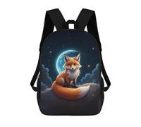 sinyumoney 3D Printed Kids School Backpack Fox Under The Moonlight Children School Bag Travel Rucksacks Fashion Book Bags Large Capacity Backpack 17inch