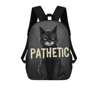 sinyumoney 3D Printed Kids School Backpack Funny Angry Cat Children School Bag Travel Rucksacks Fashion Book Bags Large Capacity Backpack 17inch