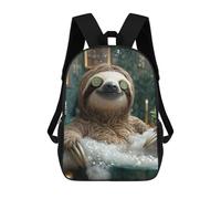 sinyumoney 3D Printed Kids School Backpack Funny Animal Sloth Wellness & Spa Day, Relaxing Bubble Bath Children School Bag Travel Rucksacks Fashion Book Bags Large Capacity Backpack 17inch