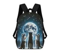 sinyumoney 3D Printed Kids School Backpack Funny Raccoon Moon Children School Bag Travel Rucksacks Fashion Book Bags Large Capacity Backpack 17inch