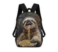 sinyumoney 3D Printed Kids School Backpack Funny Sloth Spaghetti Eat Children School Bag Travel Rucksacks Fashion Book Bags Large Capacity Backpack 17inch