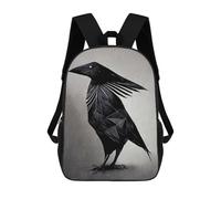 sinyumoney 3D Printed Kids School Backpack Geometric Raven Backpacks Fashion Casual Children Backpacks Outdoor Casual Daypack Cute Travel Bags 17inch