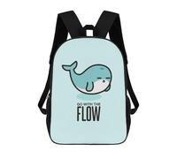 sinyumoney 3D Printed Kids School Backpack Go with The Flow Backpacks Fashion Casual Children Backpacks Outdoor Casual Daypack Cute Travel Bags 17inch