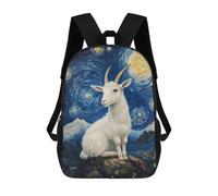 sinyumoney 3D Printed Kids School Backpack Goat Under Starry Night Backpacks Fashion Casual Children Backpacks Outdoor Casual Daypack Cute Travel Bags 17inch