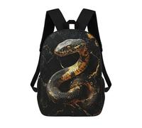 sinyumoney 3D Printed Kids School Backpack Golden Snake Backpacks Fashion Casual Children Backpacks Outdoor Casual Daypack Cute Travel Bags 17inch