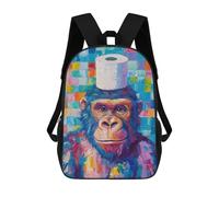 sinyumoney 3D Printed Kids School Backpack Gorilla with Toilet Paper Hat Backpacks Fashion Casual Children Backpacks Outdoor Casual Daypack Cute Travel Bags 17inch