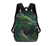 sinyumoney 3D Printed Kids School Backpack Green Dragon Portrait Children School Bag Travel Rucksacks Fashion Book Bags Large Capacity Backpack 17inch